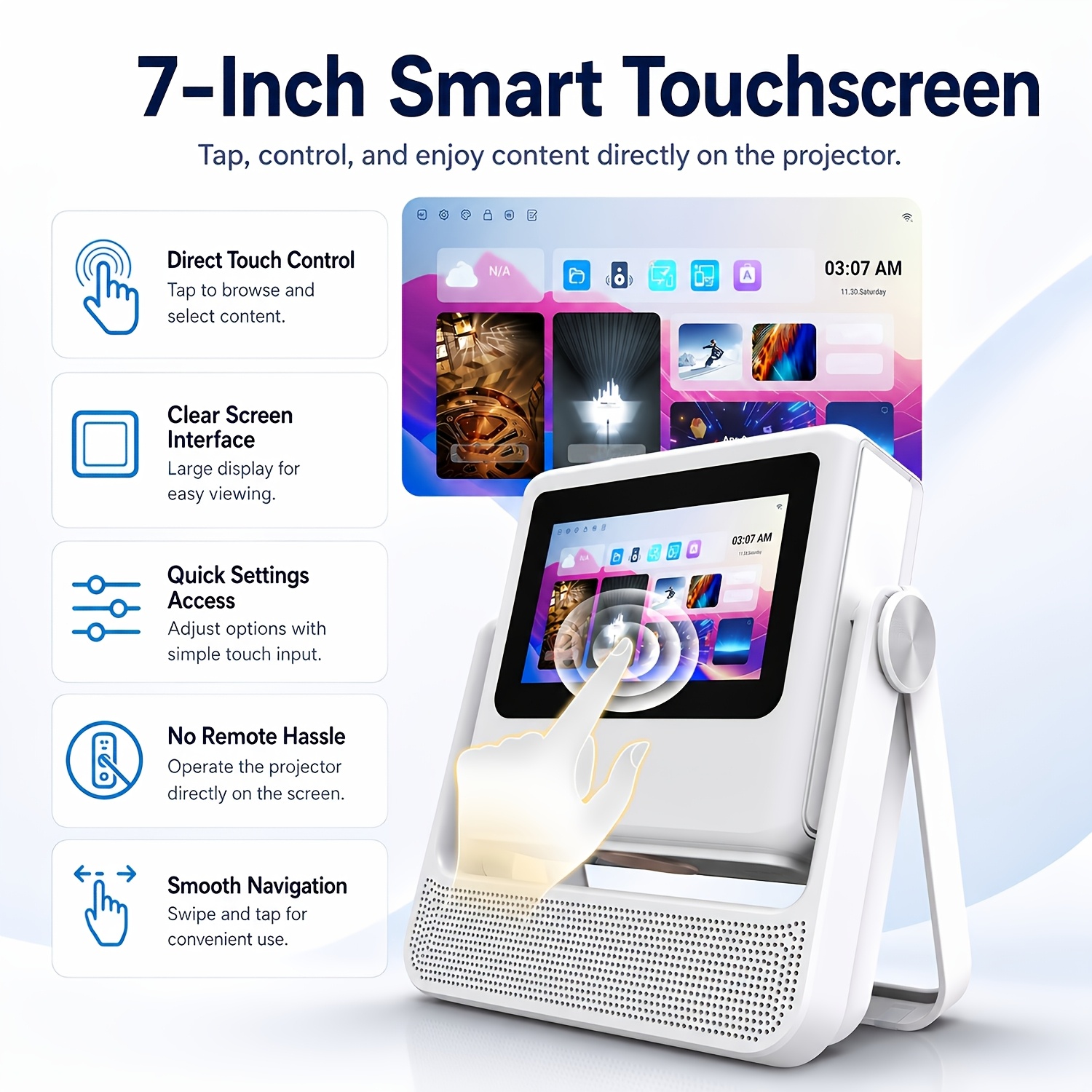 2026 Smart Projector: High-definition, Supports 4k, 12 System, Native 1080p, Wifi 6 Wireless Connection, Can Project White Walls Or Ceilings, Suitable For Home Theaters, , And Live Football Matches.