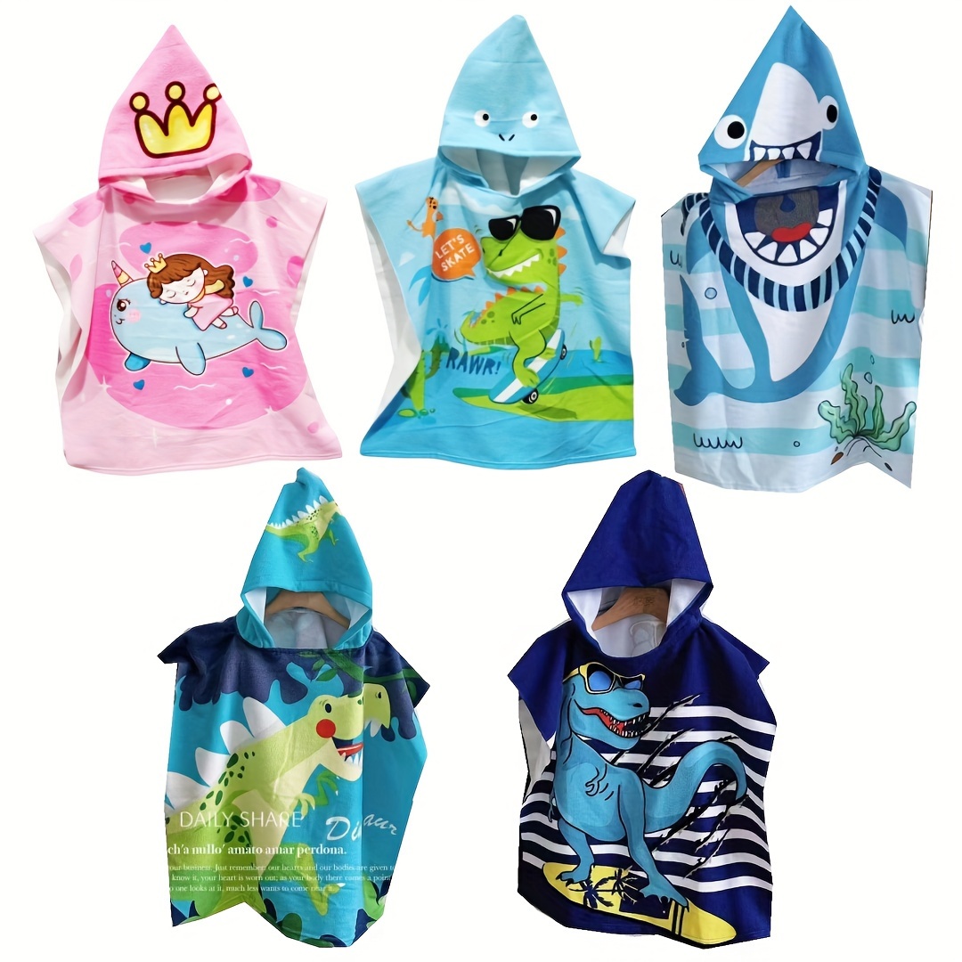 

Kids' Hooded Bath Towel Cape - Ultra-soft Microfiber, Cartoon Design, Perfect For Ages 3-8, Easy Wrap & Dry