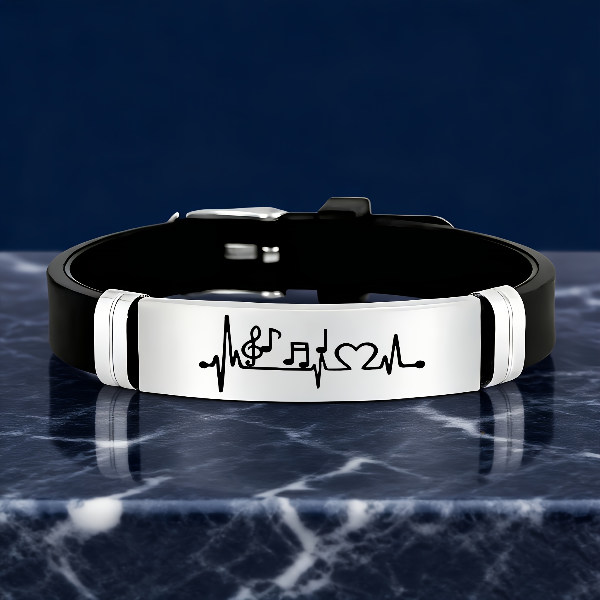 Heartbeat Waveform Musical Note Design Bracelet