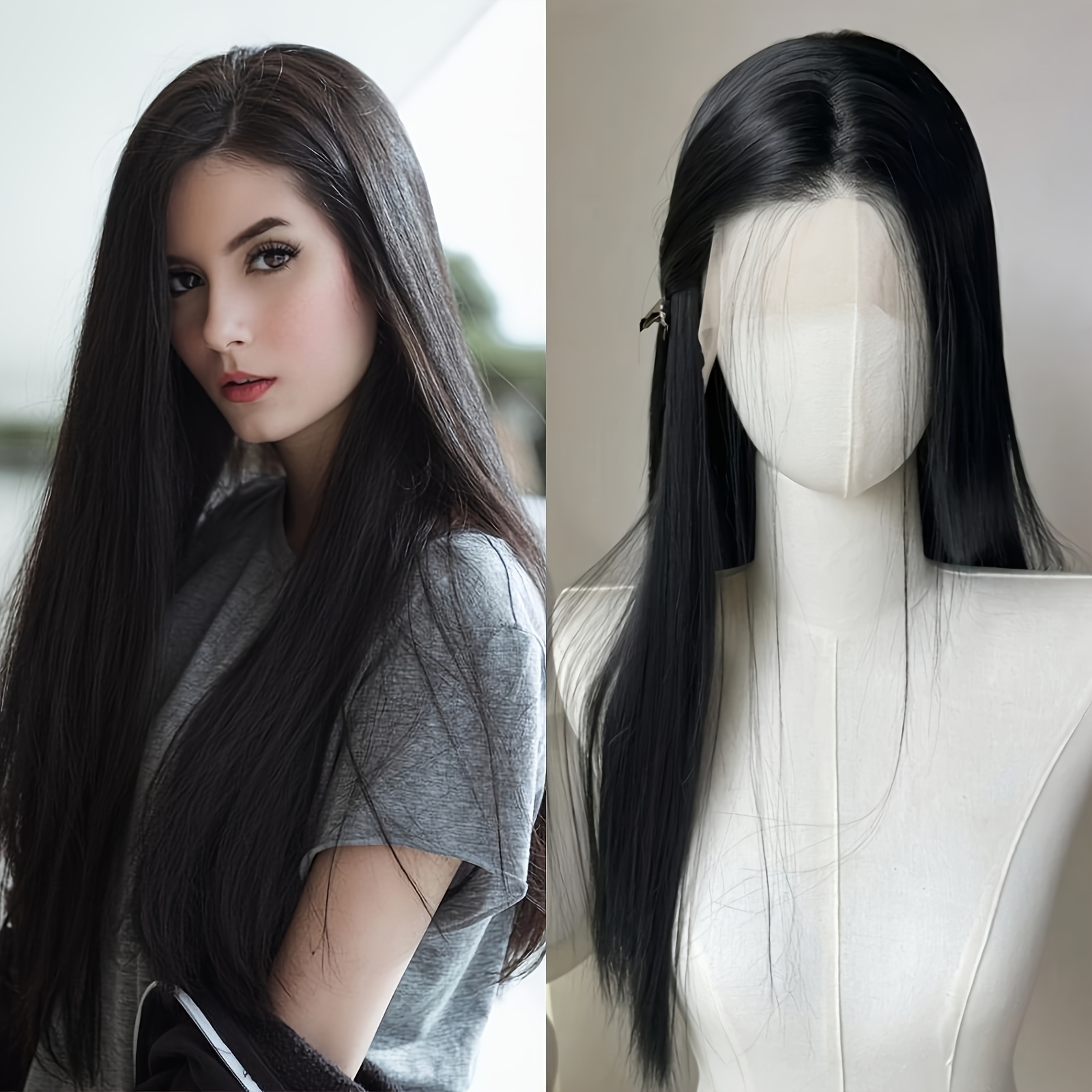 13x4 Lace Front Wigs Density Lace Front Wig Glueless Wigs Straight Black Synthetic Lace Front Wig 13x4 Hd Lace Frontal Wigs For Women Daily