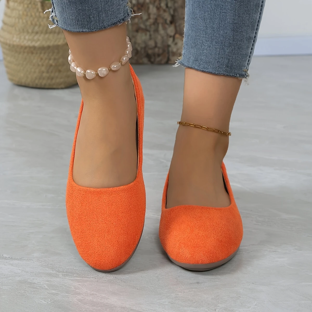 womens solid color minimalist flats soft sole lightweight slip on walking shoes shallow mouth daily footwear details 8