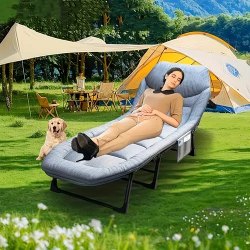 portable folding camping bed folding single sofa bed adjustable sofa bed suitable for camping and travel with soft cushions and pillows holiday gifts outdoor camping