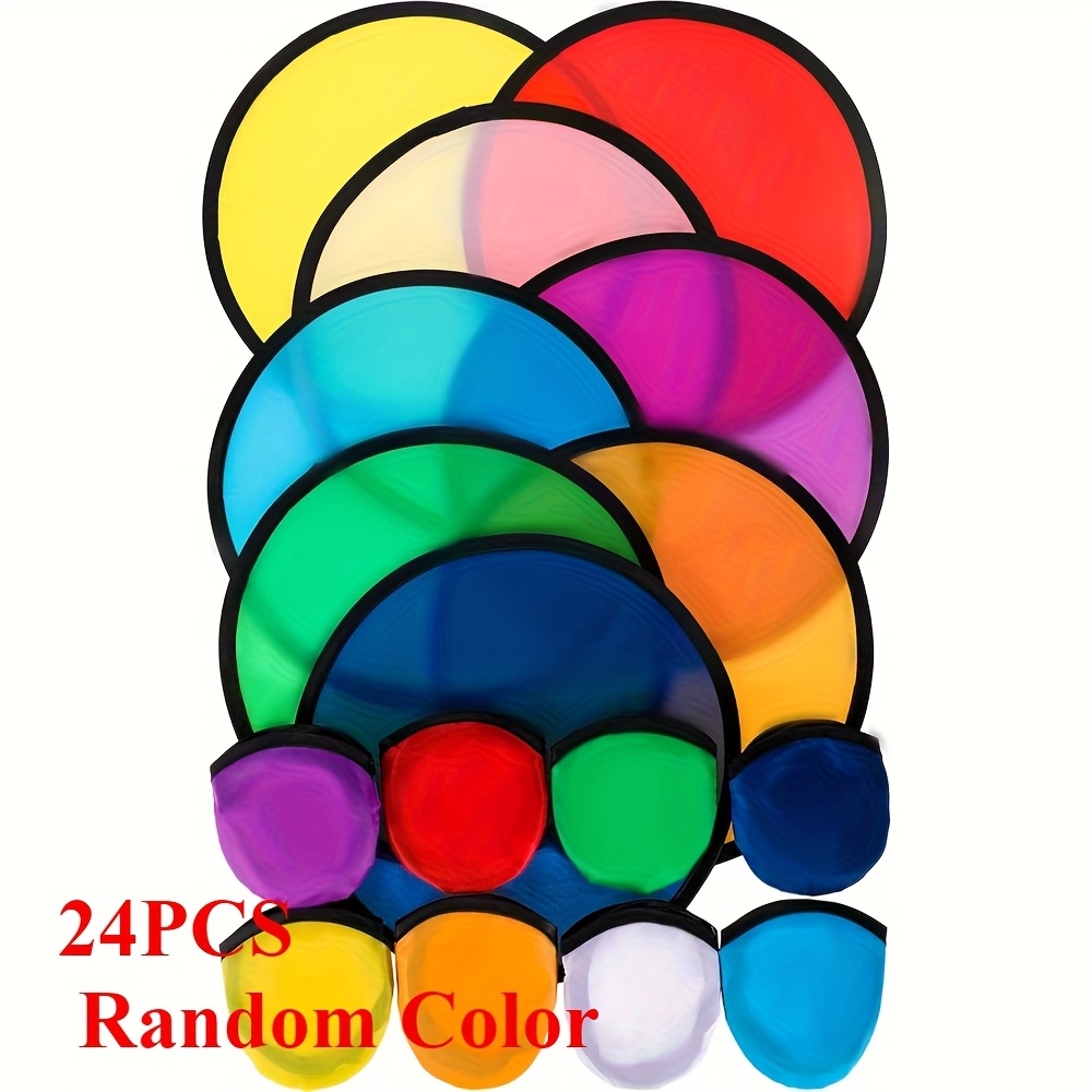 24pcs Foldable Flying Disc Or Fan Disc Set, Random Color