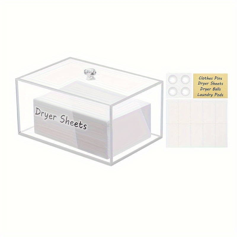 

1pc Clear Dryer Sheet Holder, Acrylic Dryer Sheet Dispenser, Clear Dryer Sheet Dispenser With Lid, Dryer Sheet Holder For Laundry Room Dryer Sheets Dryer Balls
