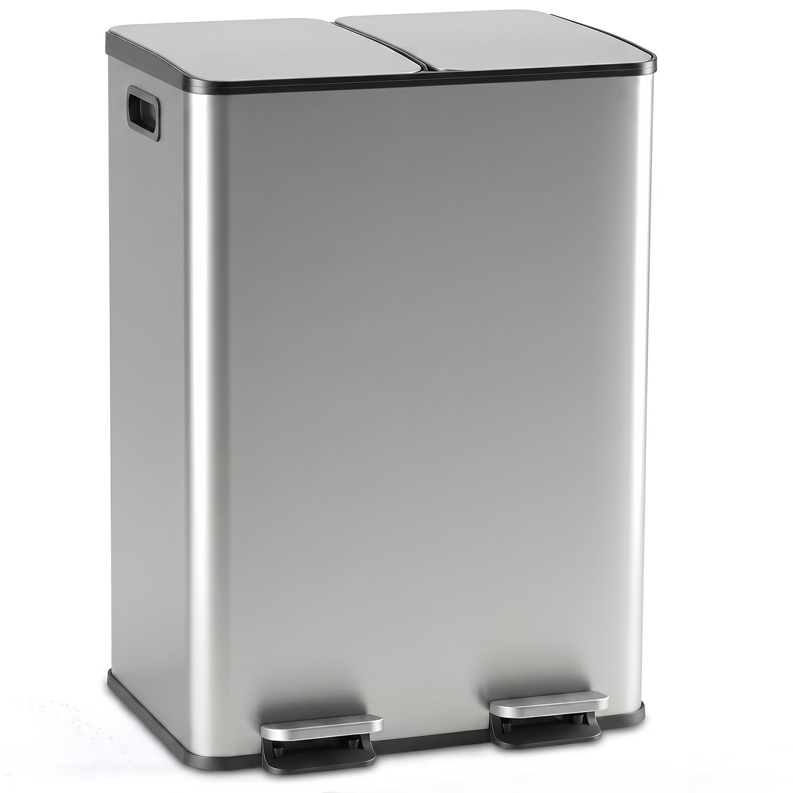 TEMU Kitchen Trash Can, 2×30l With Lid, Stainless Steel Trash Bin With 2 Removable Inner Buckets, Foot Pedal, Fingerprint-resistant For Kitchen Home