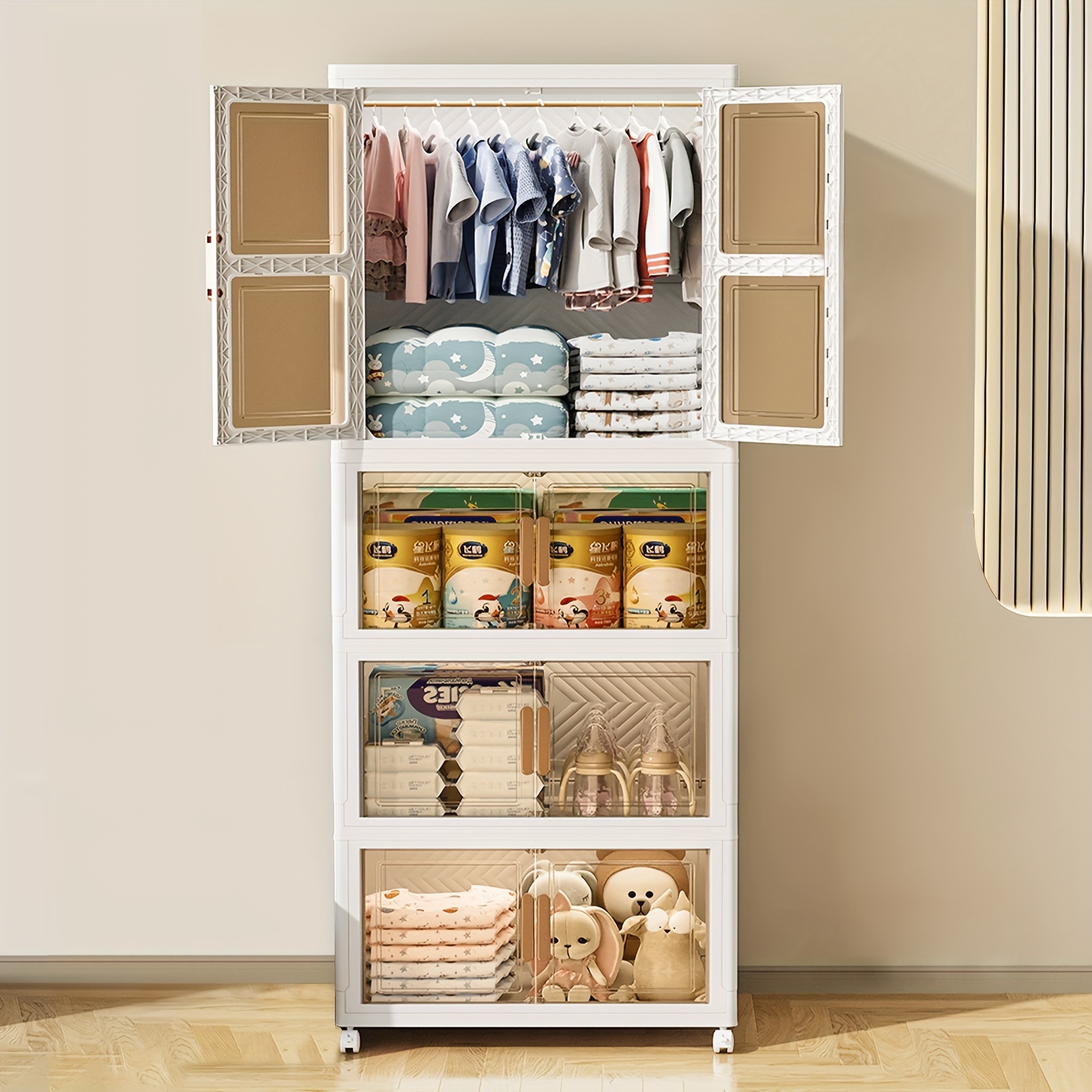 

Portable Closet Collapsible Clothes Cabinet Large Plastic With Hanging Rod Folding Dresser With