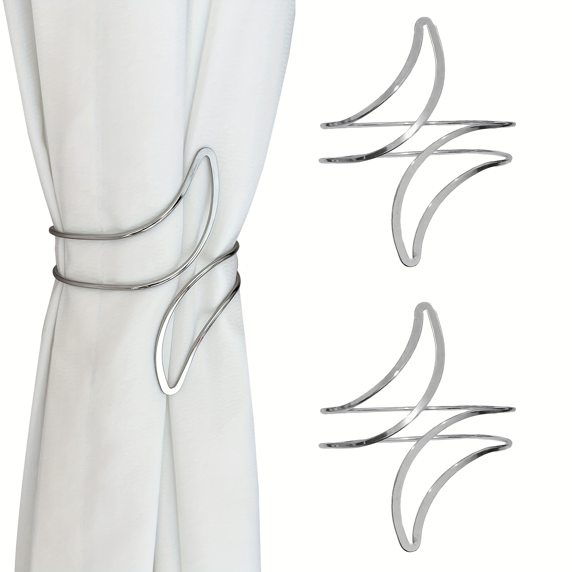 2pcs Minimalist Metal Cutout Crescent Curtain Clips, Elegant And Luxurious Window Decorative Holders
