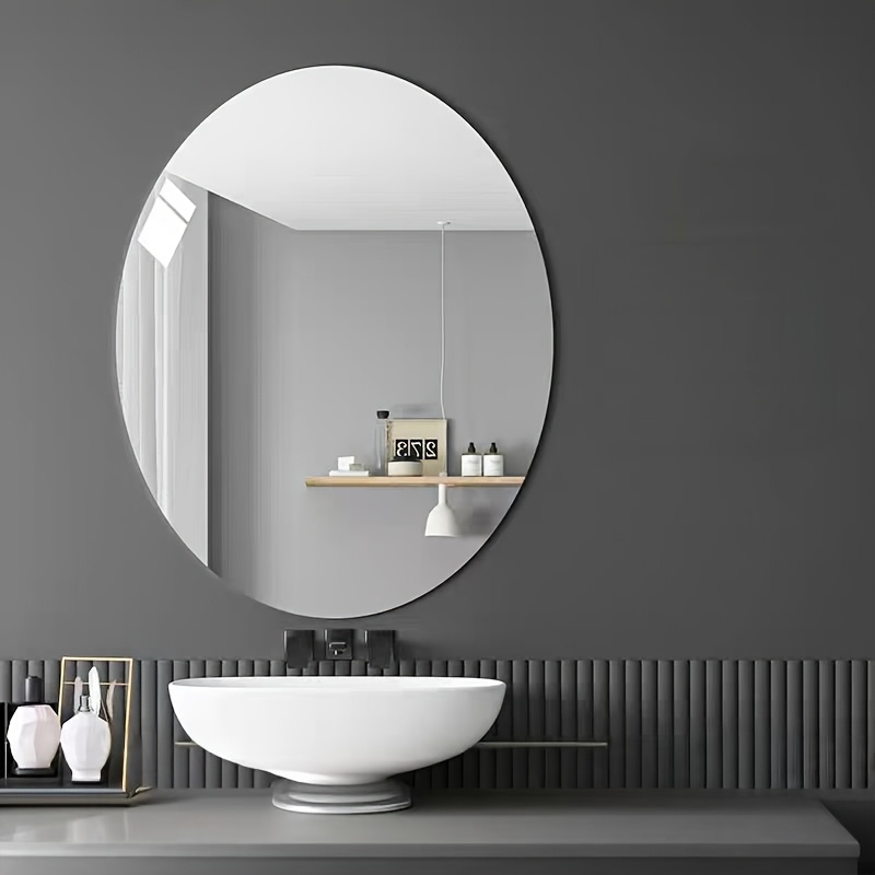 High-definition, No-drill, Self-adhesive, Frameless Acrylic Oval Mirror, Modern Minimalist Bathroom and Vanity Mirror