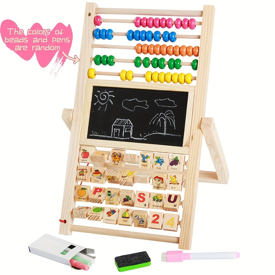 

Learning Drawing Board, Blackboard Beads Rack Flip Board Rack, Wood Early Education Toys, Suitable For Birthday, Easter, Christmas, Gifts