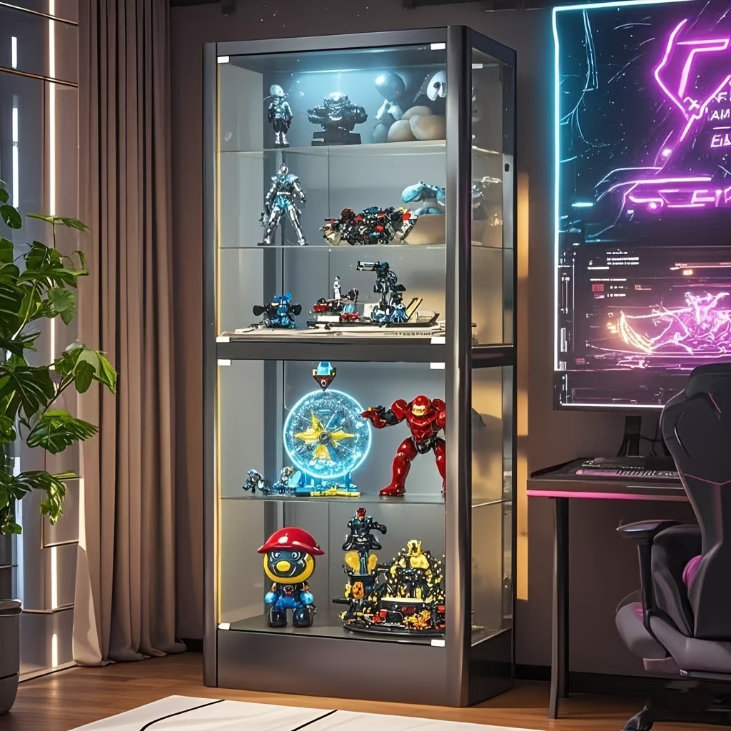 63 inch commercial double door display cabinet with 180 panoramic view double   lock glass enclosure for collectible toys   edition items jewelry watches 3 2 cu ft storage 27 height modern   for home office use glass display cabinet office decoration sleek glassfront durable construction