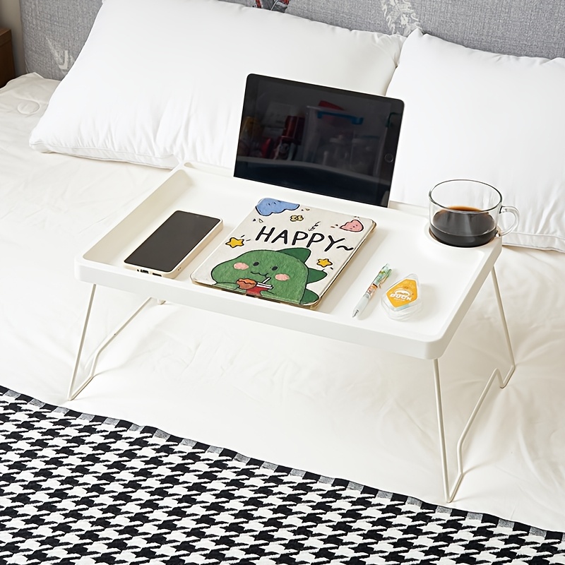 Image of Foldable Bed Tray Table, Portable Laptop Lap Desk, Snack And Breakfast Small Table, In Multiple Colors, Space-saving, Suitable For Bedroom Bedside, Dormitory Sofa, And Bed
