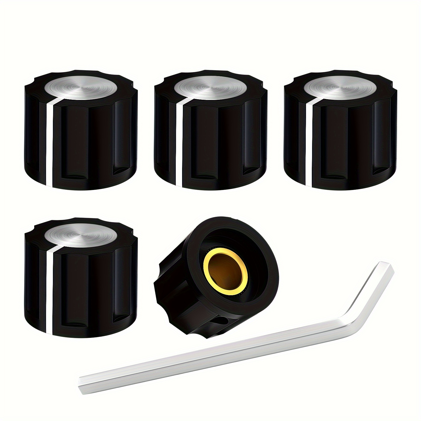 

5pcs Speaker Control Knob Power Amplifier Knob Black Rotary Knobs For 6. Shaft Potentiometer With Set Screw