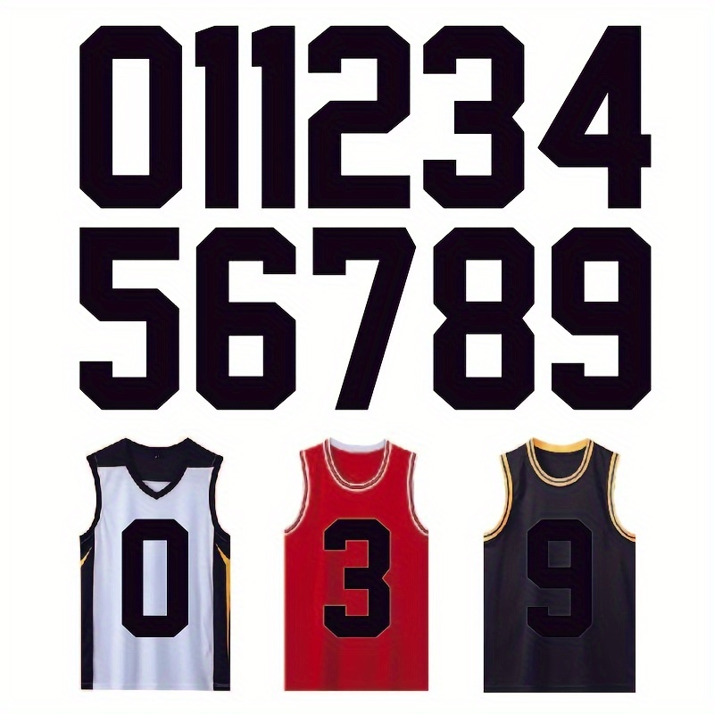 

Iron-on Numbers Heat Transfer Plastic Decals For Sports Jerseys, Team Uniforms - 11 Pack 8-inch White, Red, Black, , Basketball, Vinyl Numbers 0-9