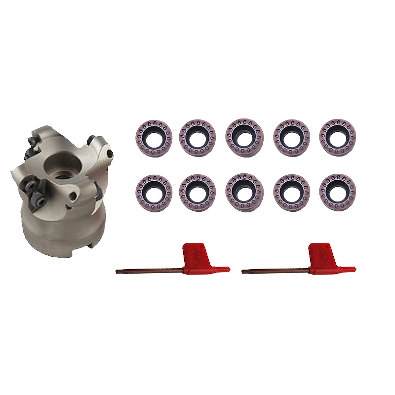 품목 사진 1개 emr 5r50-22-4t 밀링 커터 및 10개 rpmw1003m 초경 인서트 및 2개 렌치, 스테인리스 및 주조용 cnc 밀링 머신 페이스 밀링 세트, 산업용 등급 밀링 콤보