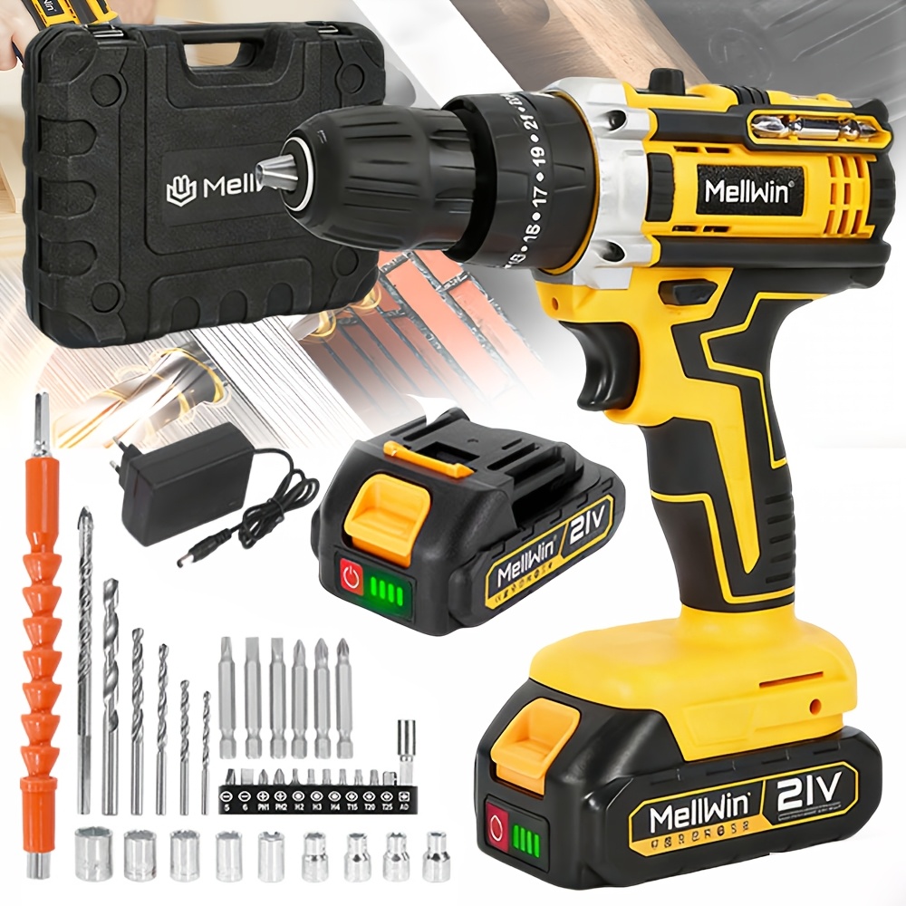 Electric Drill Tool Set, 25 Gears + 3 Functions, 10mm Electric Screwdriver Tool Kit, Suitable For Home Decoration Drilling Diy Tools, , Holiday Gift Set