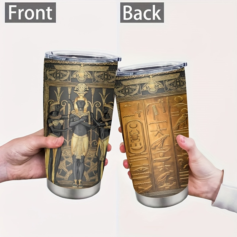 

20oz Reusable Egyptian Symbols With Lid, Double-walled Vacuum Insulated Coffee Mug For Multipurpose Use, Hand Wash Only, No Electricity Needed