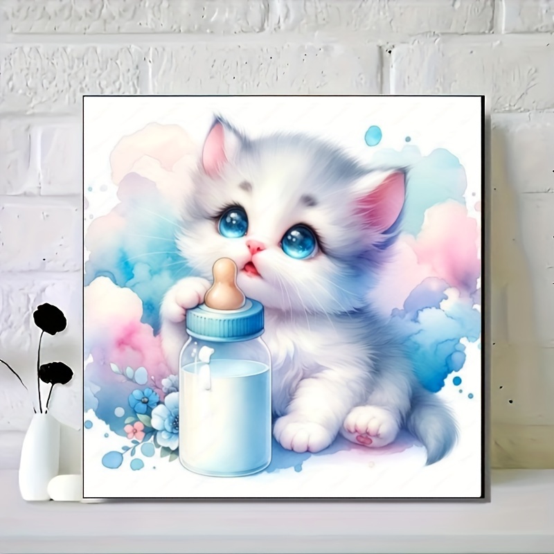 

Bottle Kitten Diamond Art Painting Kit 5d Diamond Art Set Painting With Diamond Gems, Arts And Crafts For Home Wall Decor