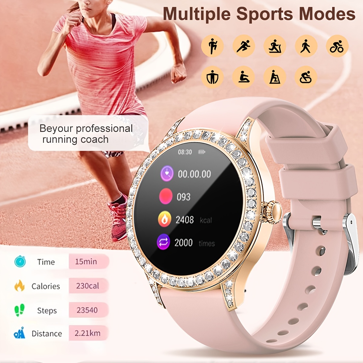 High-End Smart Watch for Women with Floral Dial