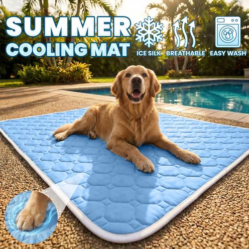 pet summer cooling dog bed breathable mesh sweat absorbing cooling pad wear resistant polyester fiber extra large universal size suitable for small medium and large dogs and cats cool summer sleeping bed
