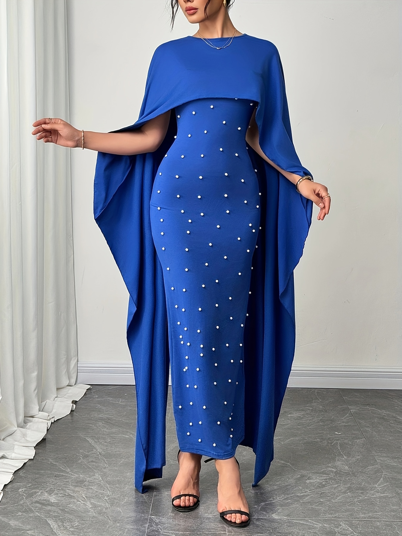 green emerald velvet dress Elegant & Luxurious Pearls Straps Beaded Long Prom Dress Evening Gowns QP3168 US4 / As Pic