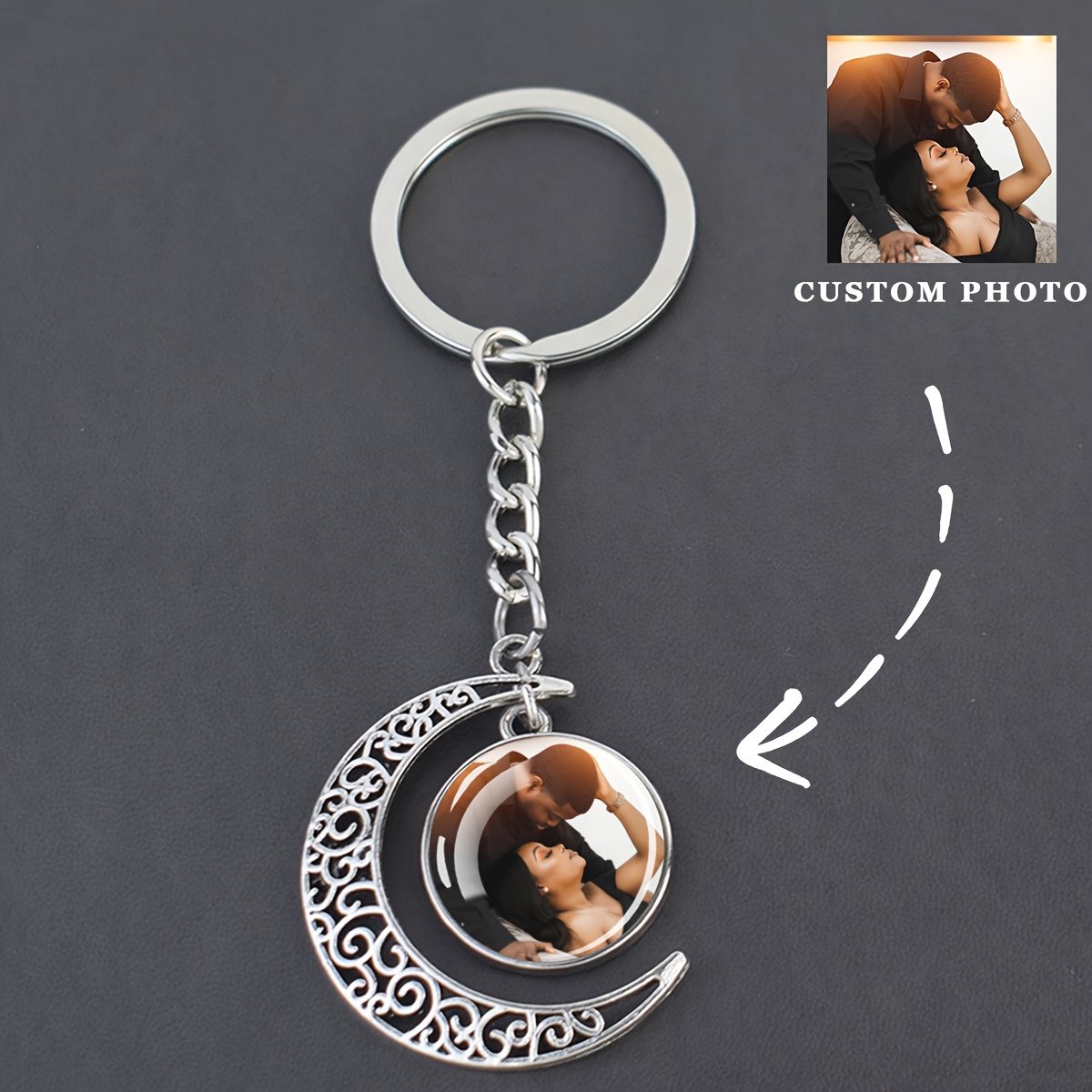 

1pc Customized Photo Keychains Glass Dome Pendant Key Chain For Men And Women Personalized Custom Picture Image Keyring Creative Souvenirs Jewelry Gift