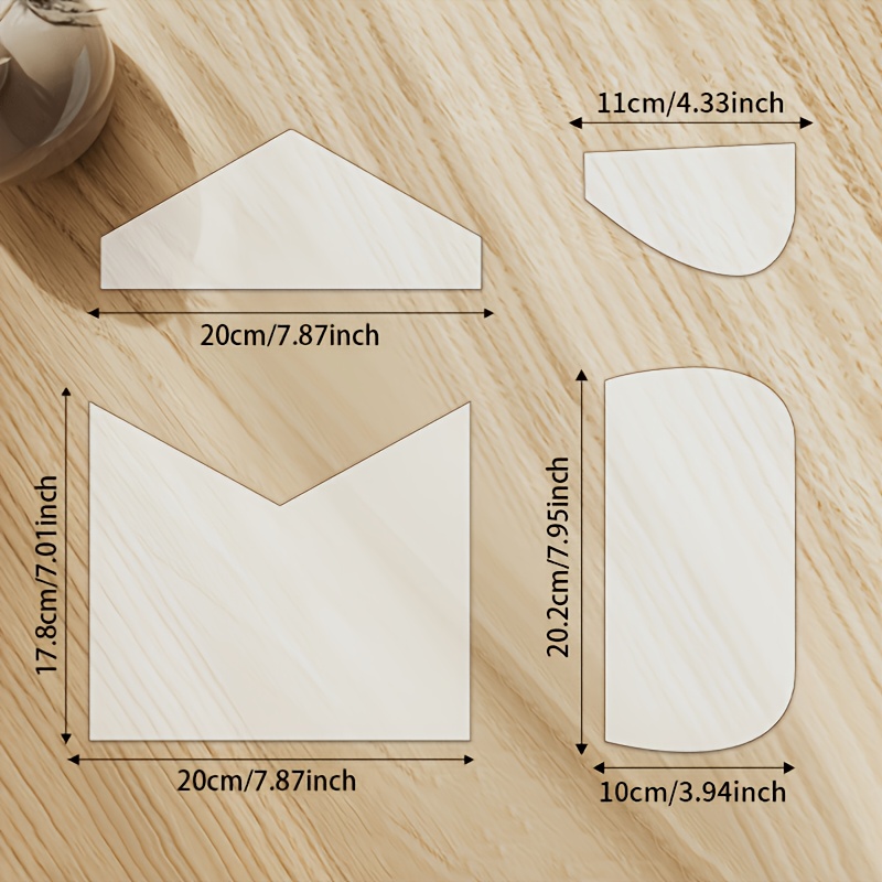 E-shop 4-teiliges Set Steppschablone für Kosmetiktaschen, DIY transparente PET vorgeschnittene unregelmäßige Form Nähschablone für Kosmetiktaschen,