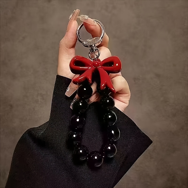 TEMU 【簡単作成】ティブ リボン チェーン キーホルダー ハンドメイド ビーズ かわいい 女の子 ハート ペンダント デコレーション トレンド