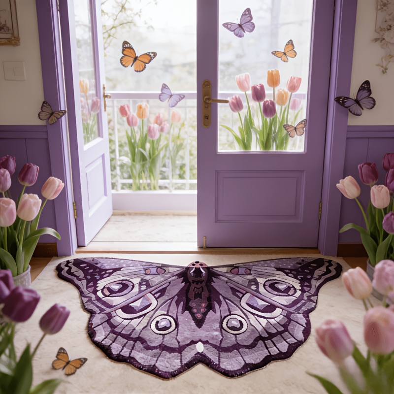 TEMU Faux Cashmere 1000g 10mm Light Luxury Living Room Carpet Purple Bedroom Decor Carpet Irregular Shape Bedside Window Sill Plush Carpet Large Area