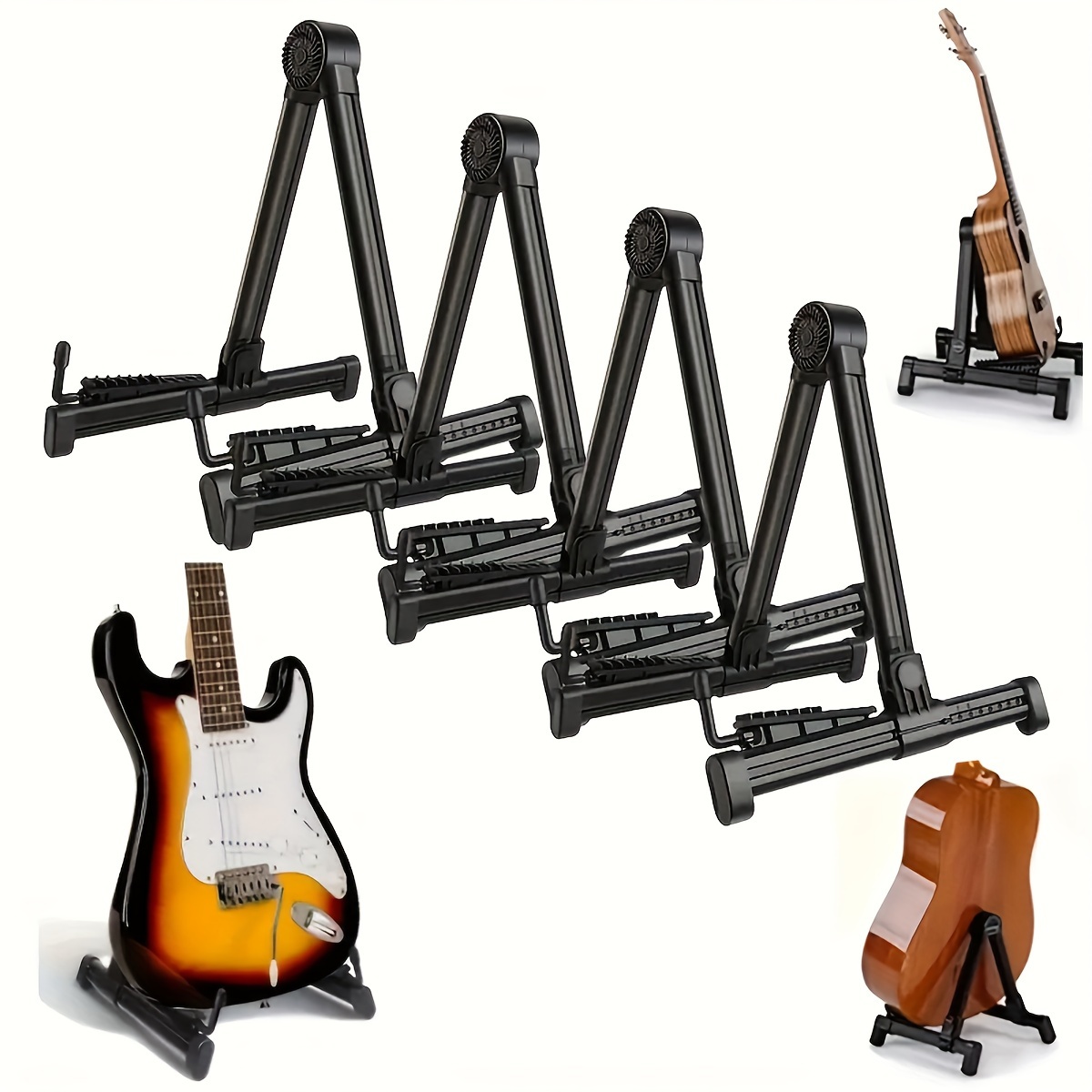 

Universal Abs Guitar Stand, Upgraded Model, Adjustable, , Foldable, Non-slip, Portable, Floor Mount Stand For Acoustic, , Bass, Ukulele, Violin Instruments, Black