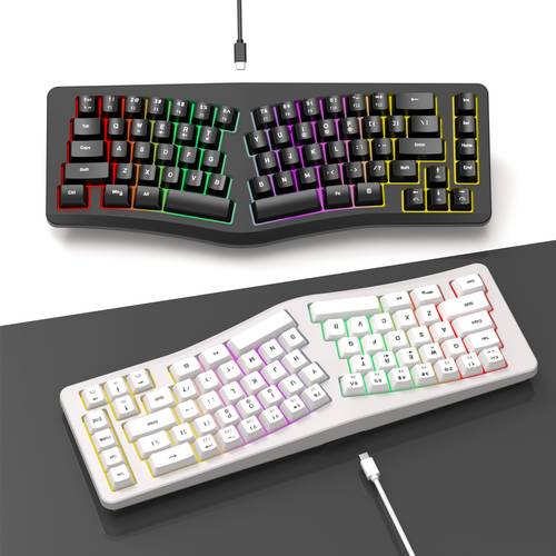 human rest engineering wired 69 key compact typing partition comfortable portable desktop laptop translucent gaming rgb backlight home office comfortable laser characters