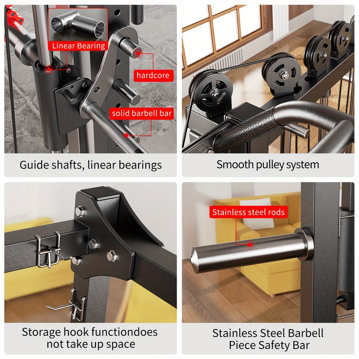 machine multi function squat rack   l05 with cable crossover system strength training equipment with   weight bench barbell weight set for home gym Product details 2