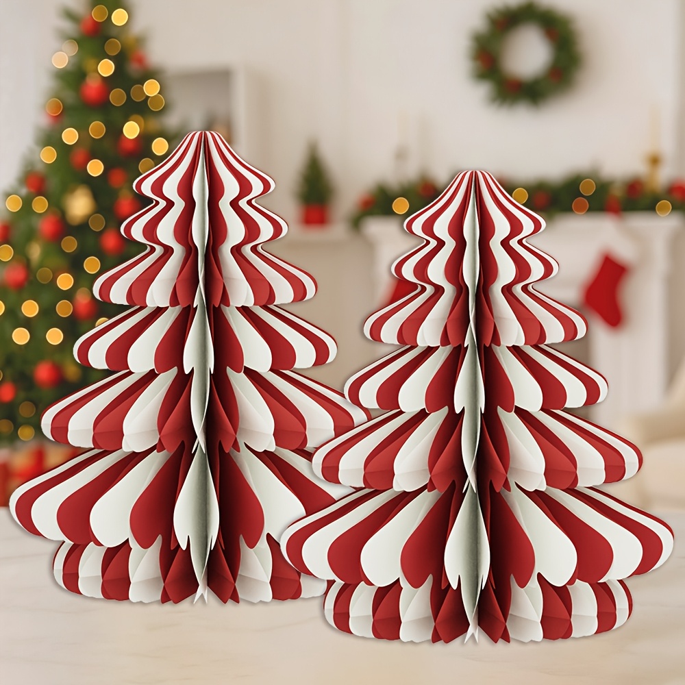 TEMU 2pcs Christmas Decorations Folding Christmas Honeycomb 3d Xmas Trees Table Centerpiece Christmas Tree Honeycomb Decorations For Christmas Party