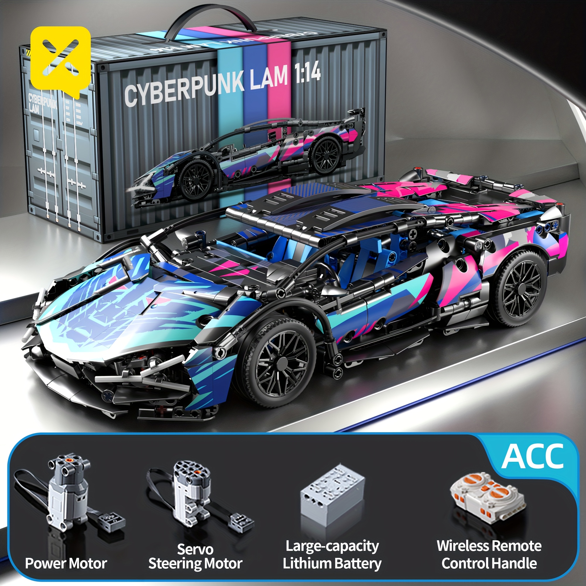 ProBrixx 1314pcs 1: 14 Scale Sports Car Model Building Block Set, Sports Car MOC Blocks and Construction Toys, Adult Collection Model Car Kit, Birthday or Christmas Gift