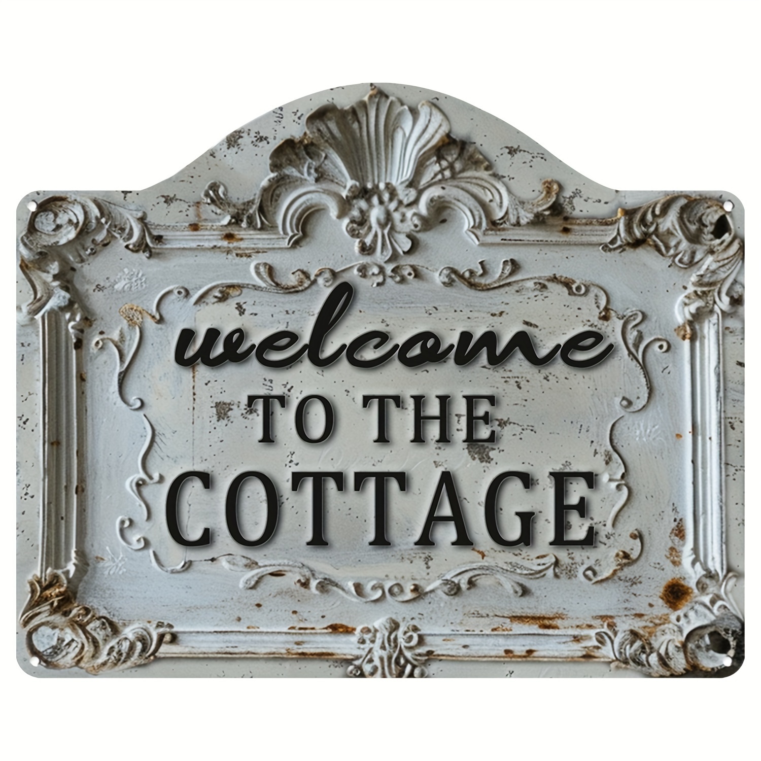 

Charming Vintage Welcome Sign - Aluminum Wall Art For Home, Office, Farmhouse & Garden Decor | Perfect Surprise Gift For Someone Special | 11.8"x9.8