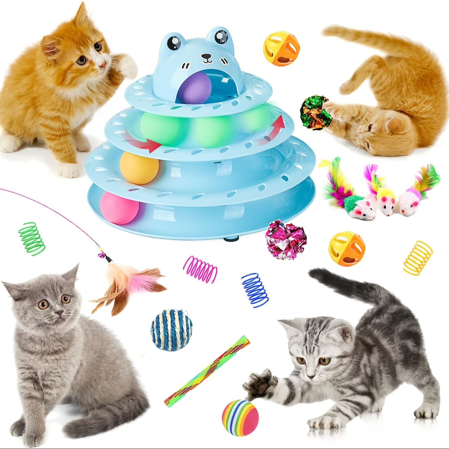 

Interactive 3- Cat Toy Rotating & - Pattern, Plastic, , Includes , & Toy Set For - No Batteries Needed