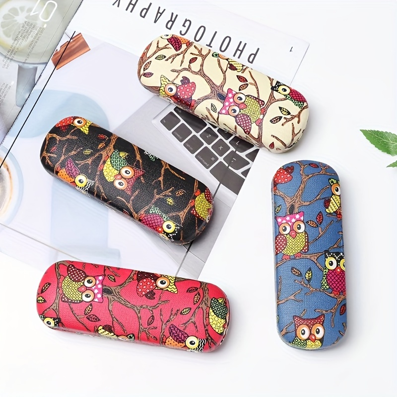 

Trendy Premium Cute Owl Pattern Glasses Case, Metal Portable Sunglasses Storage Box, Durable Protective Container, Eyewear Accessories For Men Women Students