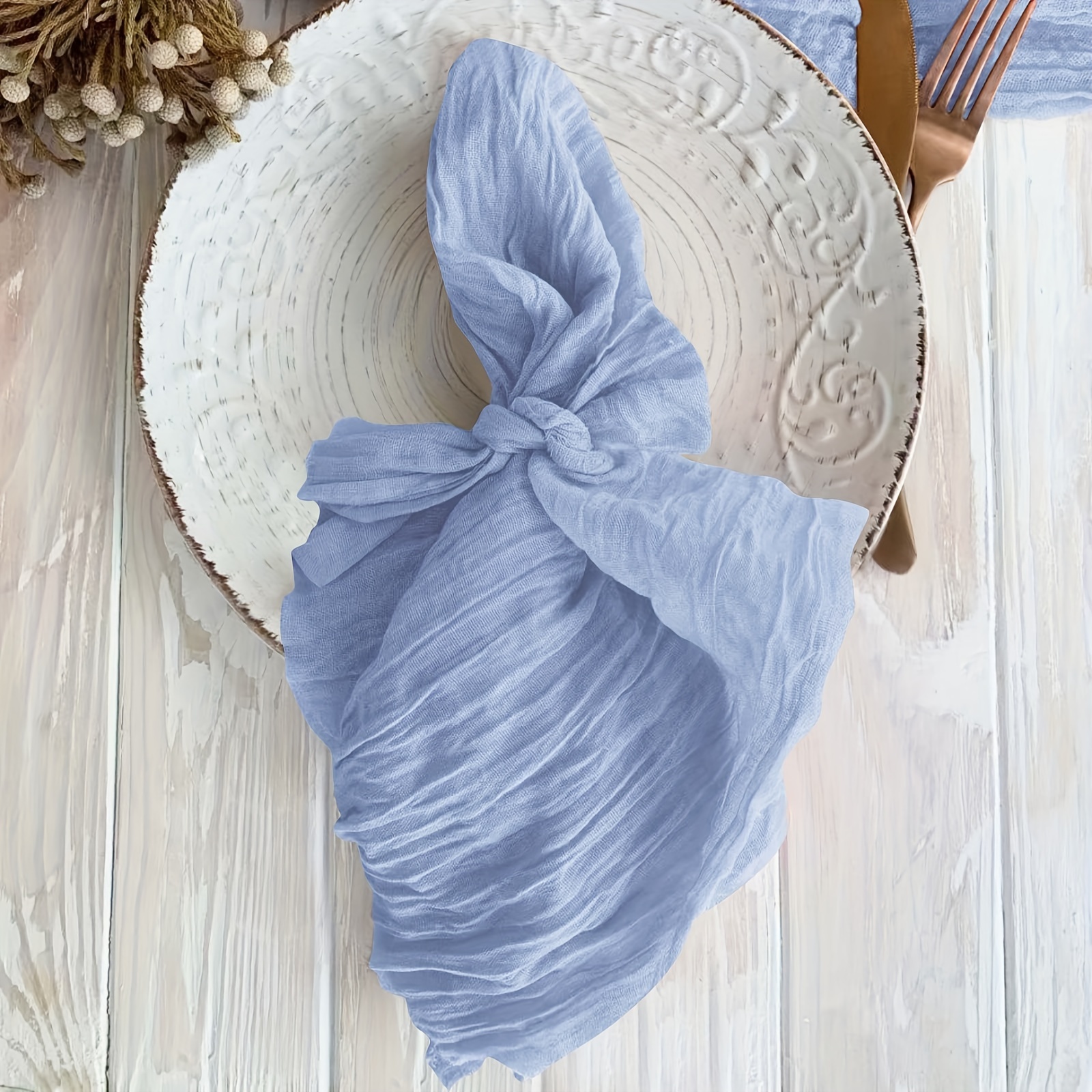 Knubmt Set Of 6 Cotton Dinner Napkins Soft Linen Table Napkins Solid Color Napkin For Wedding Party Birthday Dining Table Decorations, 17"x17