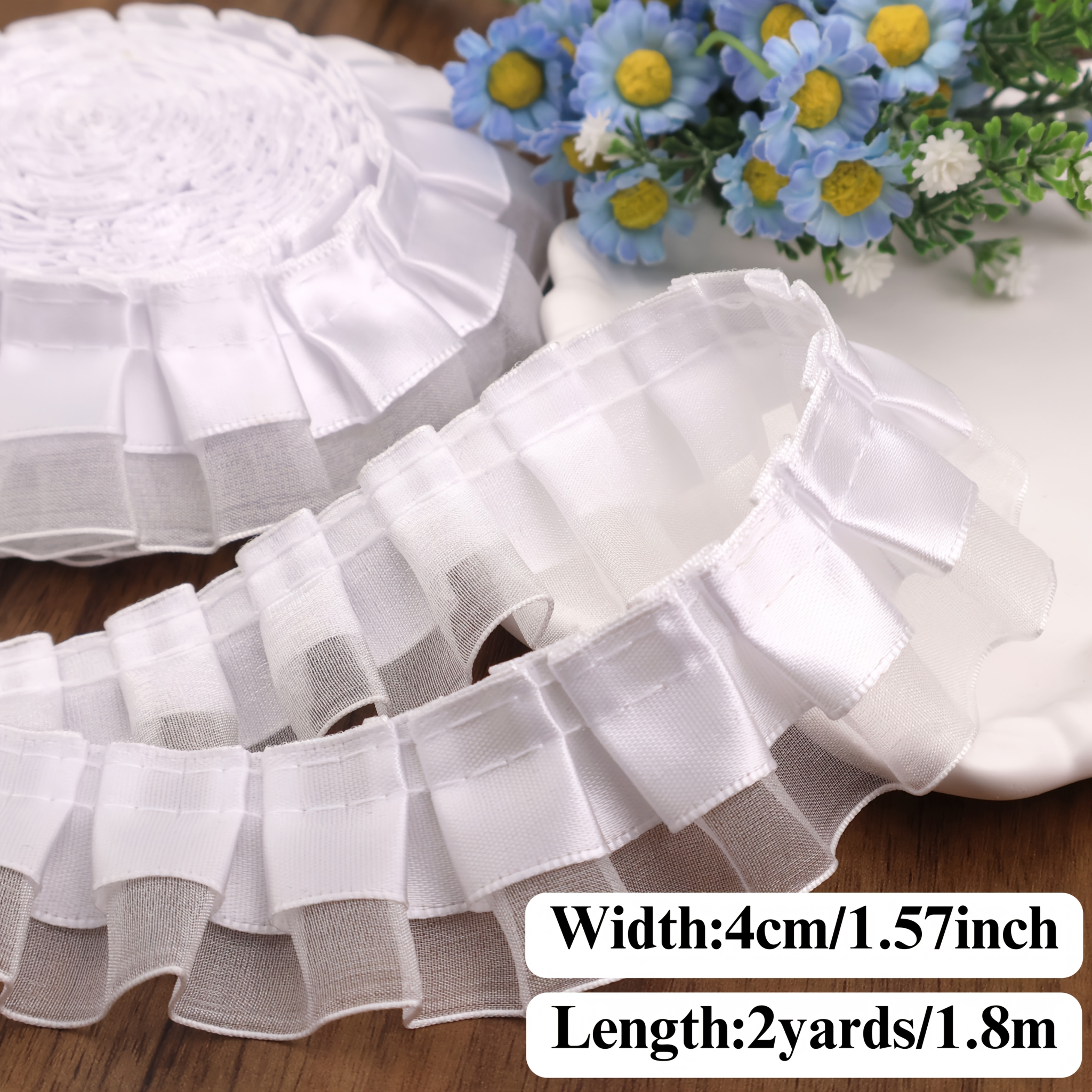 ruffle trim 2 layer satin organza pleated trimmings - Temu