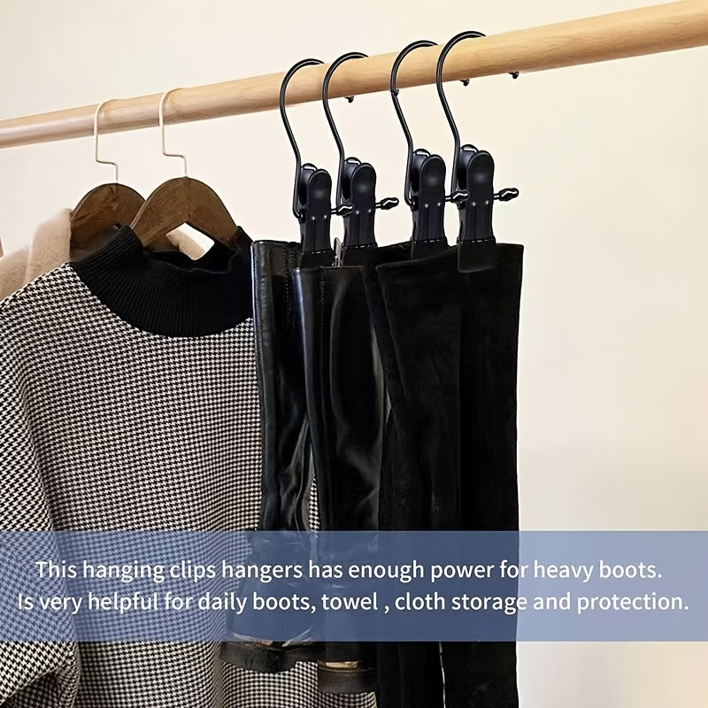 9er-pack stiefelhänger-clips für schrank, wäschehaken, robuste clips, stiefelhalter, tragbare einzelhaken, platzsparend für hosen, jeans, kleidung, hüte, lange handtücher (schwarz), kleiderklammern