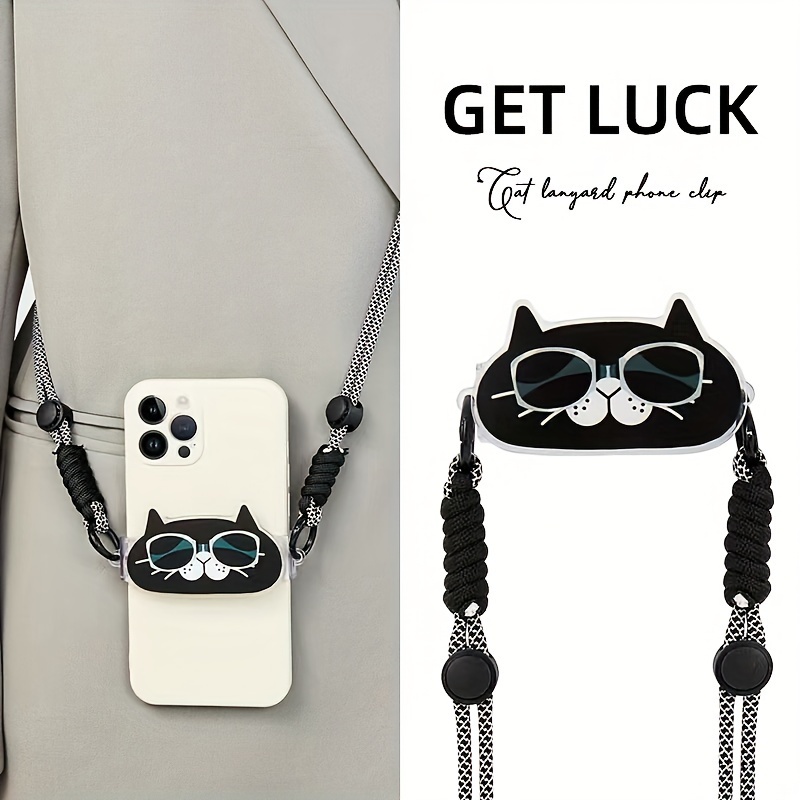 

Cute Eyes Cat Mobile Phone Universal Lanyard, Back Clip, Firm And Durable Not To Fall, Convenient For Outdoor Travel And Prevent Loss