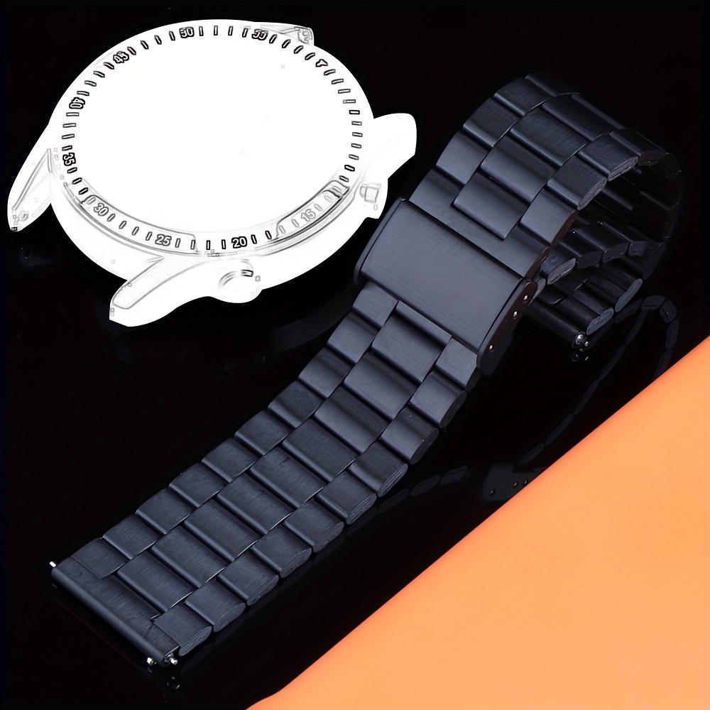 

22mm Slim Stainless Steel Smartwatch Band With Quick Release Clasp For Huawei, Samsung, And - Durable Replacement Strap