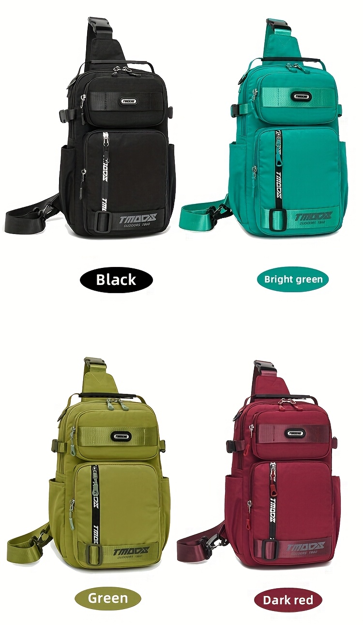 unisex chest backpack large capacity convertible crossbody handheld waist pack with multiple compartments padded shoulder straps waist clip for outdoor hiking gym travel durable casual outdoor bag 18 colors backpack for travel hiking essentials stylish outdoor gear secure zipper closure details 8