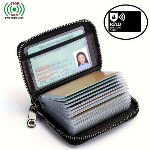practical for 20 2 id windows bits card rfid blocking card credit card holder multi function zipper pu wallet business card purses credit id card holder cover business card holder protects case coin purse