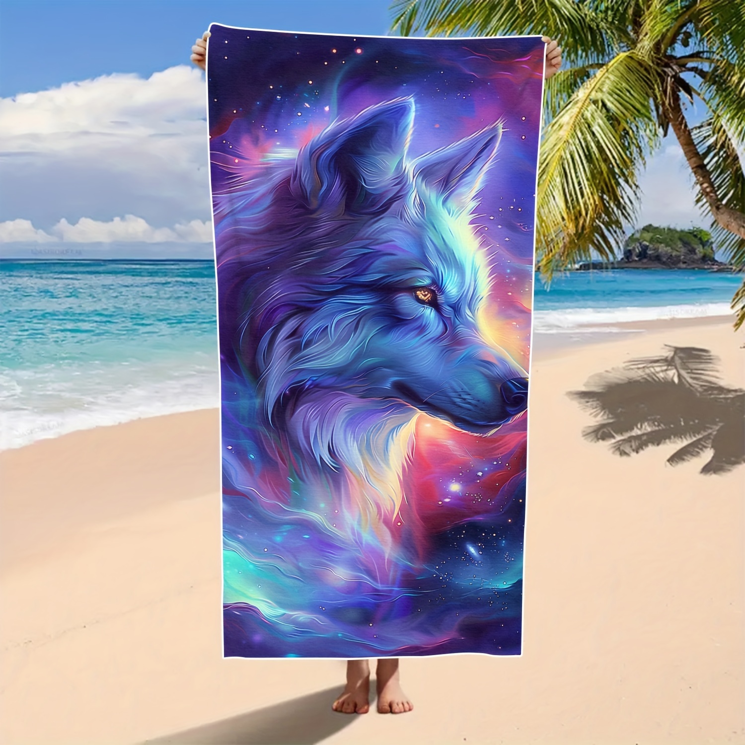 

Wolf Pattern Beach Towel - Large, Soft, Absorbent, Sun Protection, Lightweight Towel For Beach, Shower, Swimming Pool, Travel, Vacation, Camping, Beach Accessories, Holiday Essential Gift