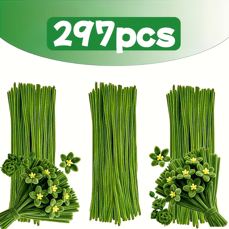 TEMU Kit de matériel 297 pièces , tiges de chenille super denses, cure-pipes épaissis, pour la décoration de jardin, la fabrication de divers objets
