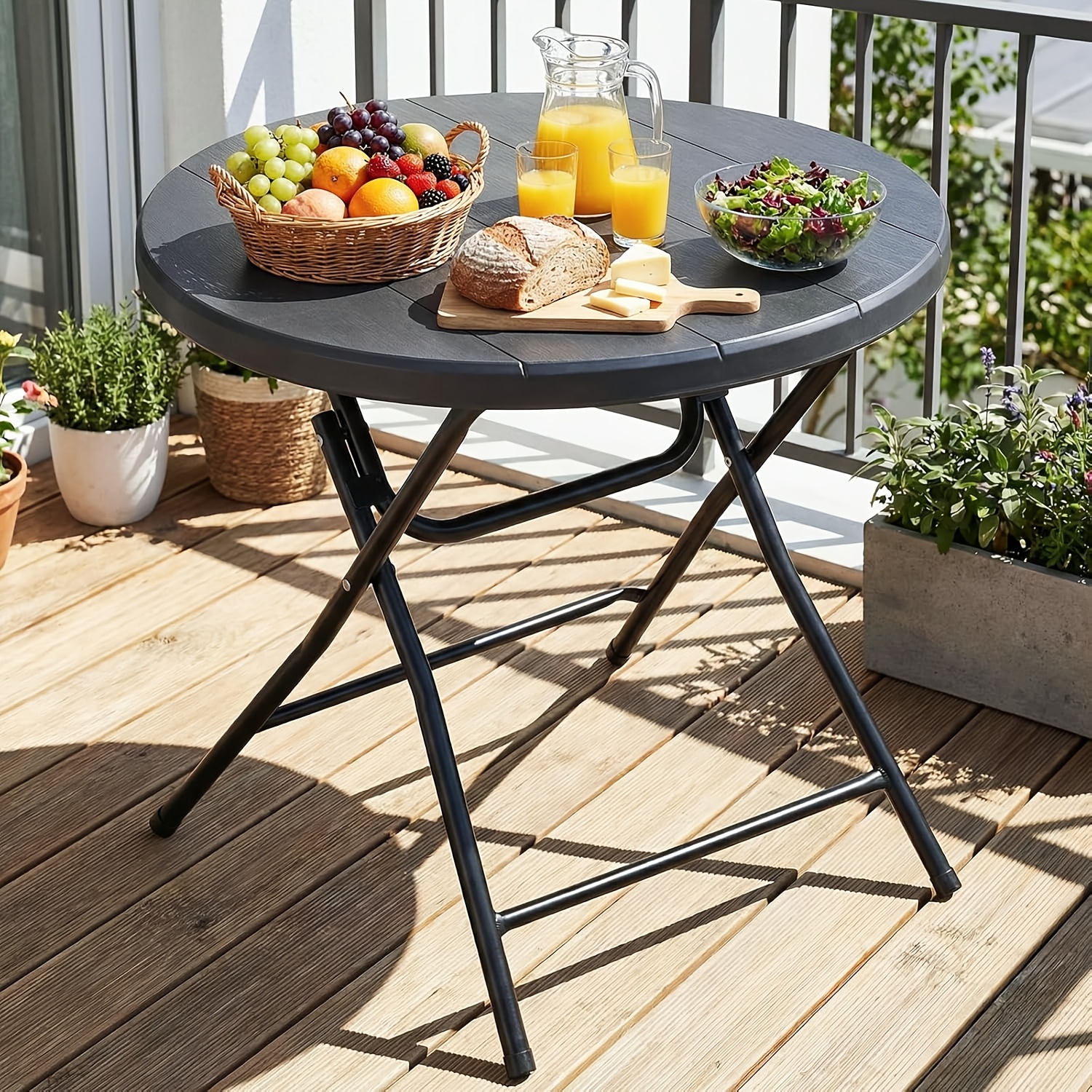 Image of Courtyard Table, Wood Table, Foldable, 74x80cm, Balcony Table, Easy To Clean, Strong Load-bearing Capacity, High Stability, Suitable For And Gardens. Non-food Direct Contact