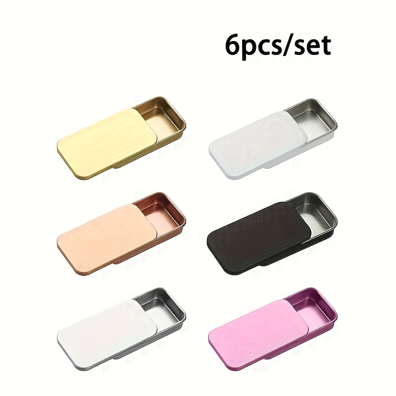 TEMU 6pcs Of Sliding Lid Metal Boxes For Finger Cots, Small Accessories, And Dental Floss.
