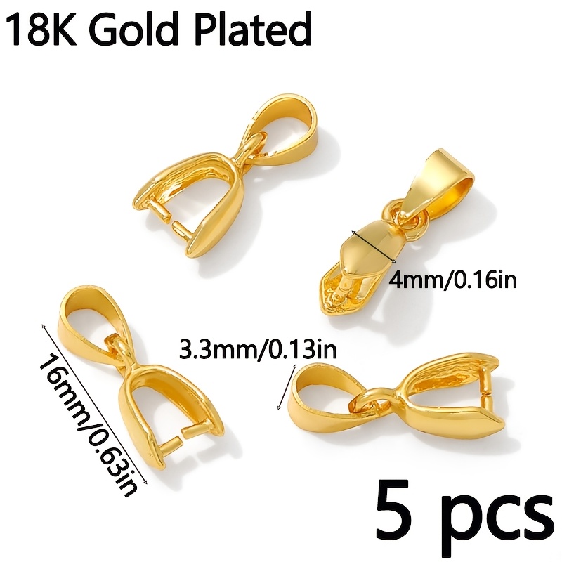 TEMU 5 piezas de conectores de colgante de latón chapado en oro de , clips de cierre para colgantes, ganchos tipo abrazadera, anillos para colgar