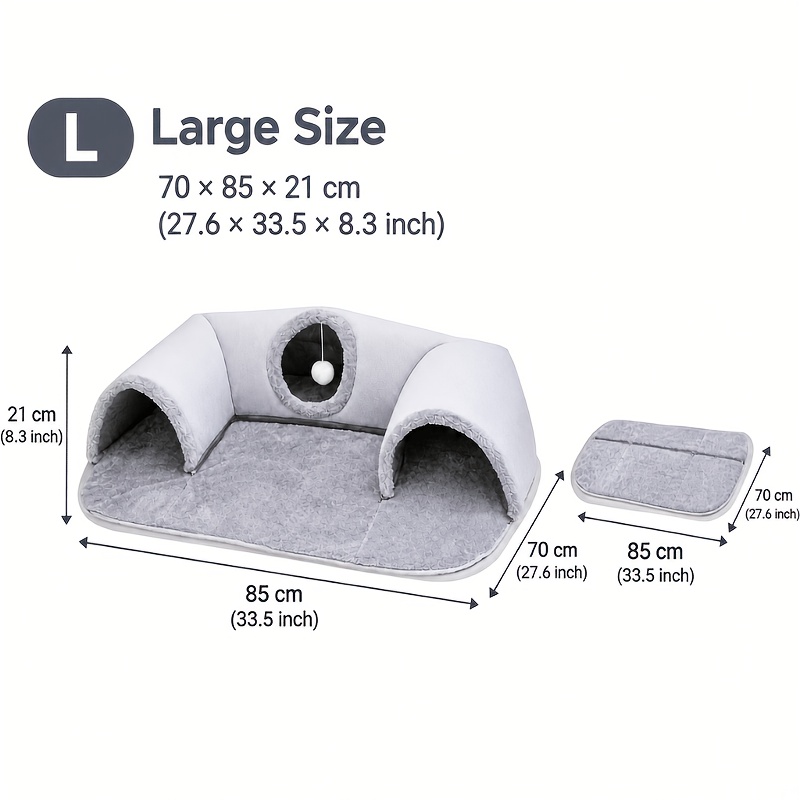 TEMU FOXLUNE Letto Tunnel per 3 in 1, Caldo Giochi in Peluche per Animali Domestici con Giocattolo Palla Sospesa, Antiscivolo e Tappetino per Dormire