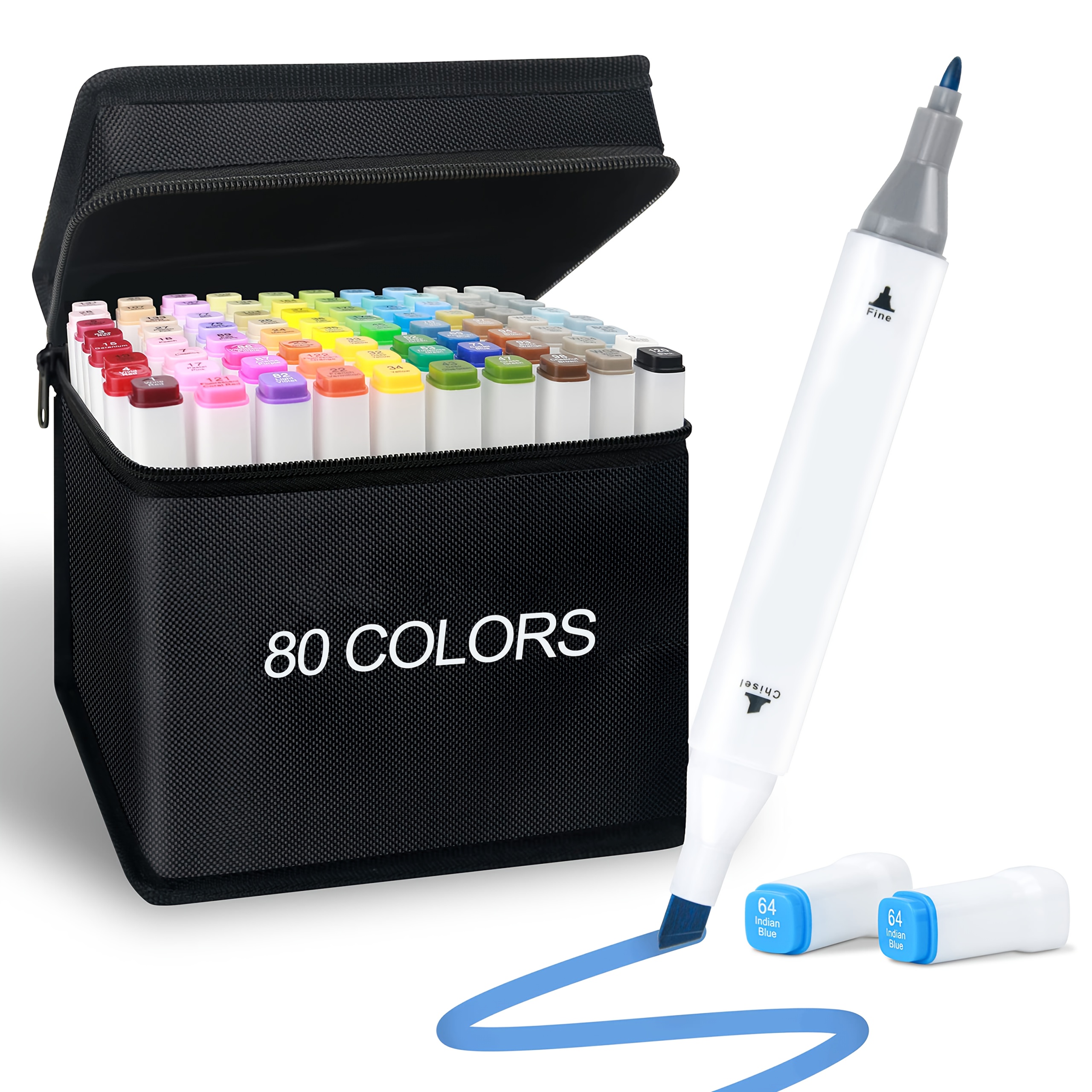 Ohuhu Brush Marker Pens 48 Colours, Dual Tip Brush & Chisel Sketch Art Pens For Artist, Students, Brush Markers For Sketching, Adult Coloring...